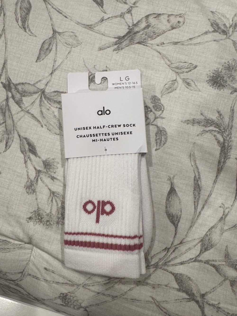 ALO Yoga White and pink Half-Crew Socks